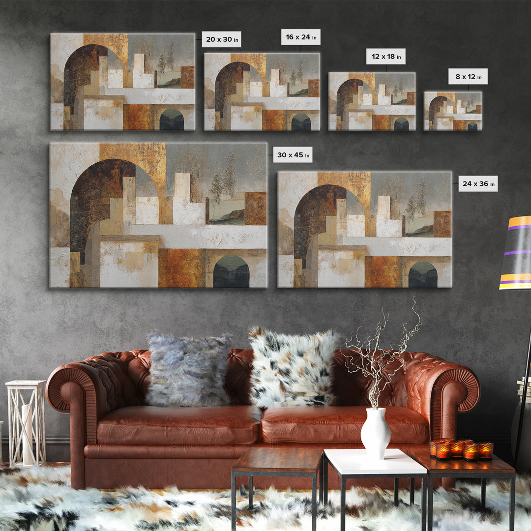 Architectural Arch Composition Framed Canvas Print, Modern Art, Living Room Decor, Abstract Art, Modern, Gallery Decor, MOD-3x2-25