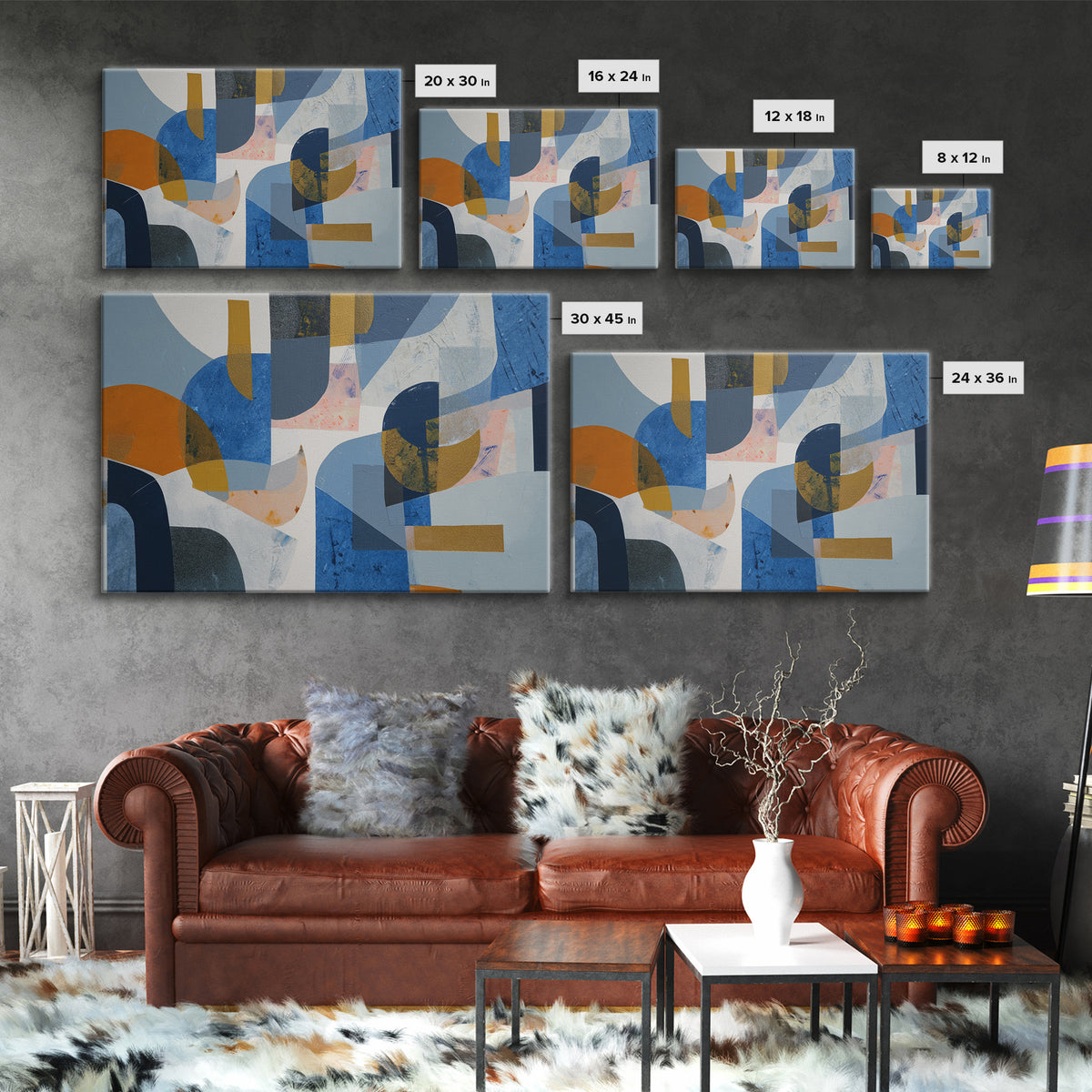 Bold Abstract Composition Framed Canvas Print, Modern Art, Gallery Decor, Living Room Decor, Abstract Art, Modern, MOD-3x2-77