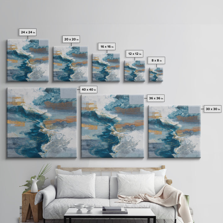 All Blue Ocean Abstraction Canvas Print, Monochrome Art, Neutral Decor, Living Room Decor, Fine Art, Mono, Home Decor, MON-1x1-25