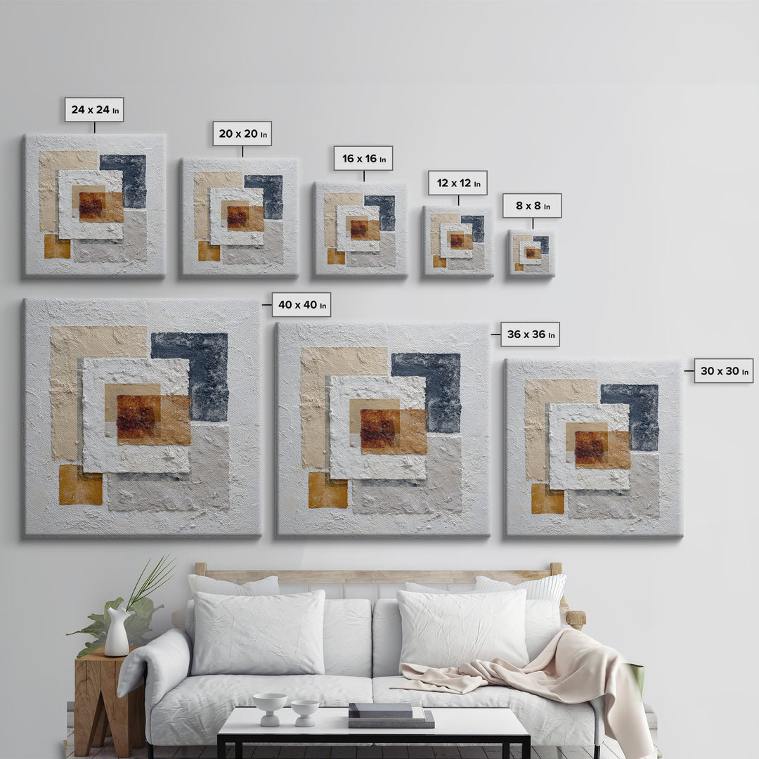 Ivory White Plaster Texture Composition Framed Canvas Print, Monochrome Art, Modern Decor, Living Room Decor, Fine Art, Mono, MON-1x1-29