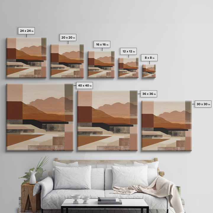 Warm Brown Desert Landscape Framed Canvas Print, Monochrome Art, Fine Art Print, Living Room Decor, Mono, Digital Prints, MON-1x1-33