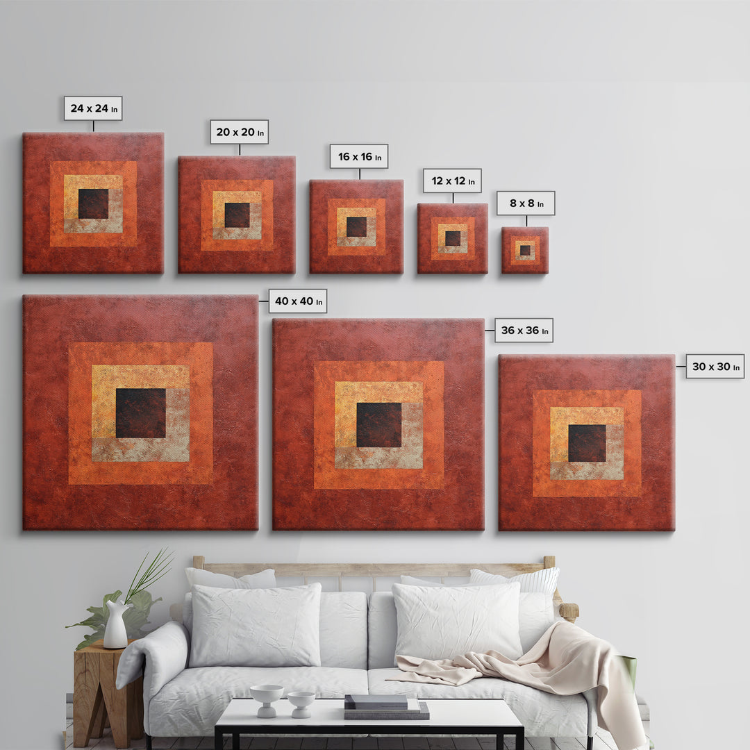 Burnt Orange Canyon Abstraction Framed Canvas Print, Monochrome Art, Luxury Decor, Living Room Decor, Fine Art, Mono, MON-1x1-40