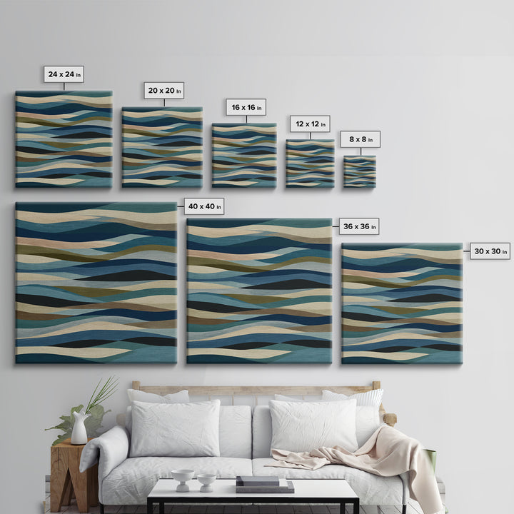 All Blue Ocean Abstraction Canvas Print, Monochrome Art, Neutral Decor, Living Room Decor, Fine Art, Mono, Home Decor, MON-1x1-49