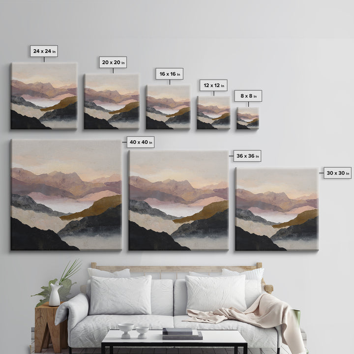 Charcoal Mountain Landscape Framed Canvas Print, Monochrome Art, Living Room Decor, Fine Art, Mono, Gallery Decor, Wall Decor, MON-1x1-52