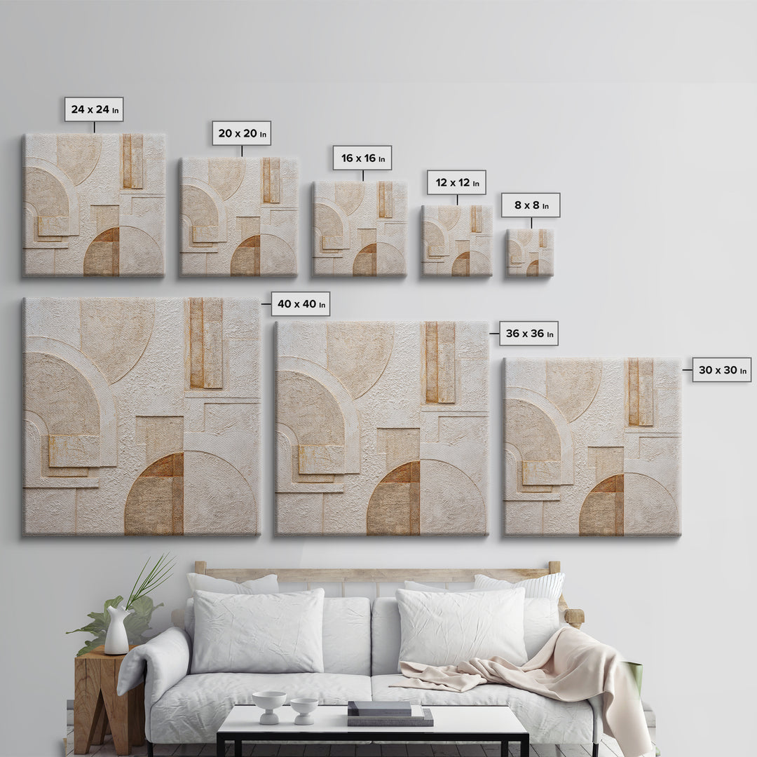 Ivory White Plaster Texture Composition Framed Canvas Print, Monochrome Art, Modern Decor, Living Room Decor, Fine Art, Mono, MON-1x1-53