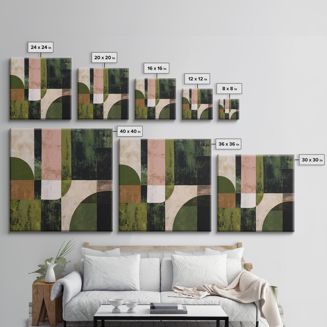 Deep Green Forest Silhouette Study Framed Canvas Print, Monochrome Art, Minimalist Wall Art, Living Room Decor, Fine Art, Mono, MON-1x1-61