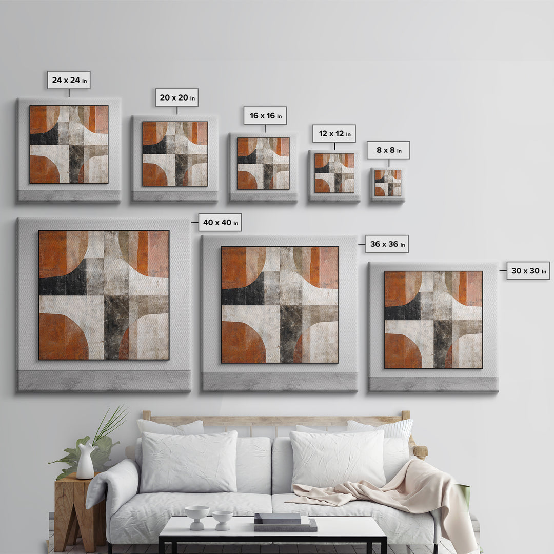 Burnt Orange Canyon Abstraction Framed Canvas Print, Monochrome Art, Printable Art, Living Room Decor, Fine Art, Mono, MON-1x1-64