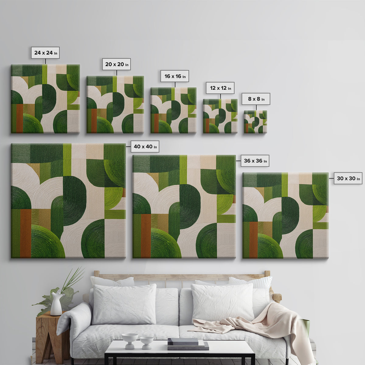Green Botanical Study Canvas Print, Monochrome Art, Neutral Decor, Living Room Decor, Fine Art, Mono, Home Decor, Poster, MON-1x1-75