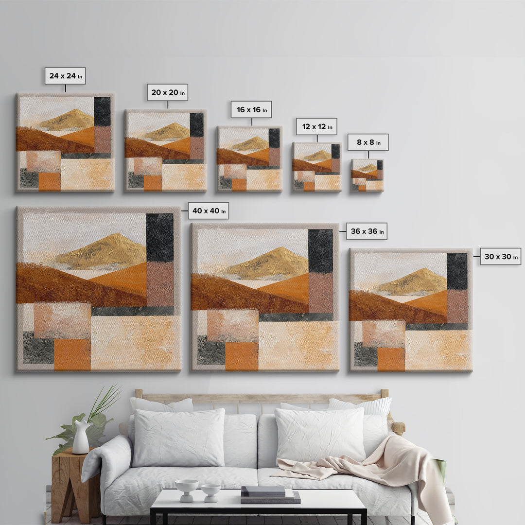 Warm Brown Desert Landscape Canvas Print, Monochrome Art, Textured Painting, Living Room Decor, Oil Painting, Mono, MON-1x1-81