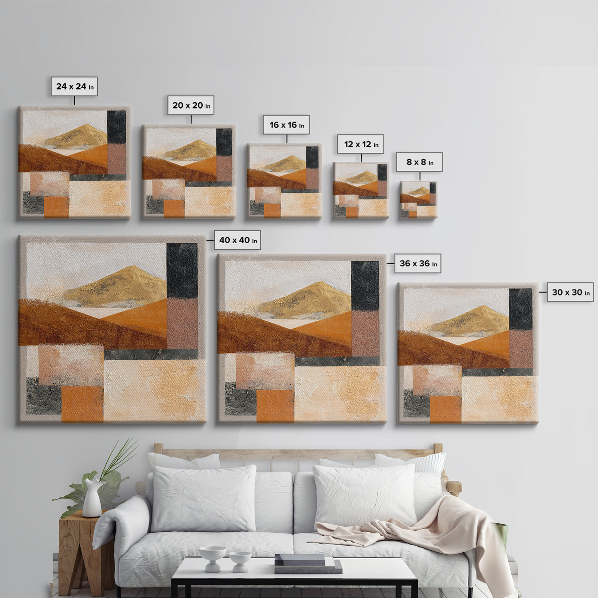 Warm Brown Desert Landscape Canvas Print, Monochrome Art, Textured Painting, Living Room Decor, Oil Painting, Mono, MON-1x1-81