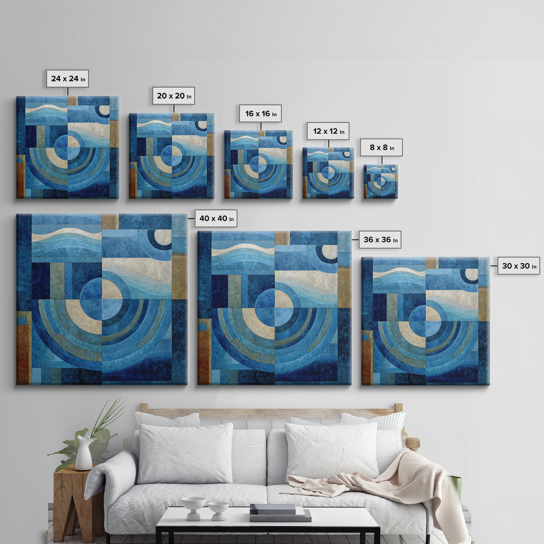 All Blue Ocean Abstraction Canvas Print, Monochrome Art, Wall Art, Living Room Decor, Mono, Abstract Art, Bedroom Decor, MON-1x1-97