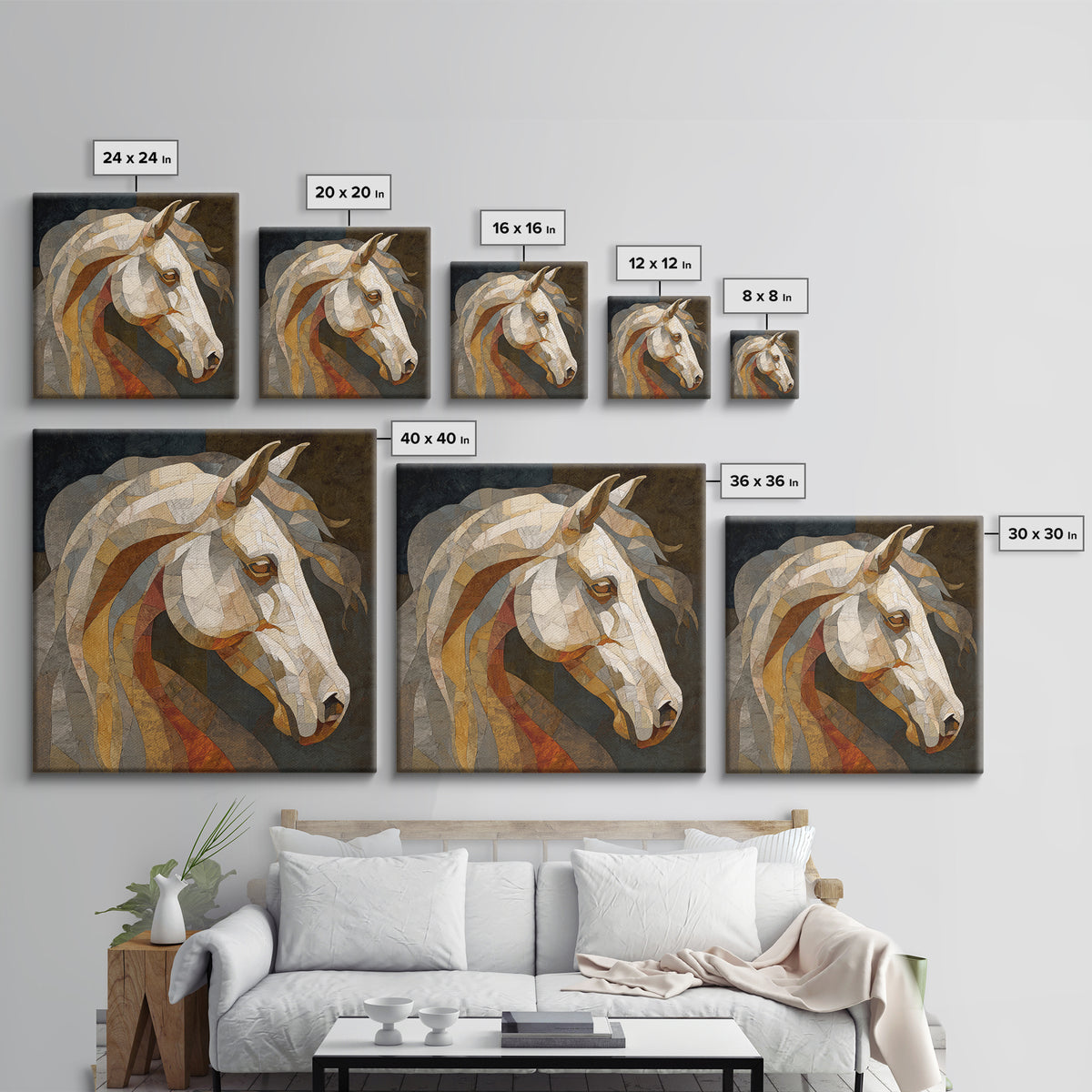 Sepia Horse Portrait Canvas Print, Monochrome Art, Statement Artwork, Living Room Decor, Fine Art, Mono, Digital Art, MON-1x1-98
