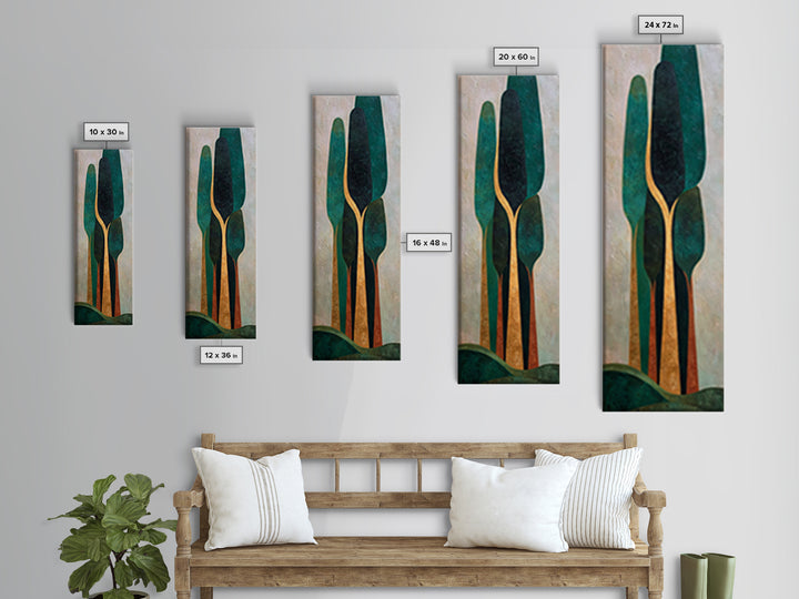 Deep Green Forest Silhouette Study Canvas Print, Monochrome Art, Digital Prints, Living Room Decor, Mono, Apartment Decor, MON-1x3-25