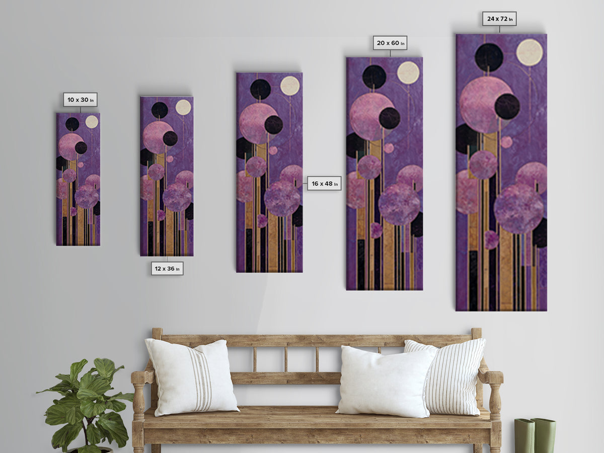 Purple Night Sky Canvas Print, Monochrome Art, Living Room Decor, Oil Painting, Mono, Apartment Decor, Printable Art, MON-1x3-27
