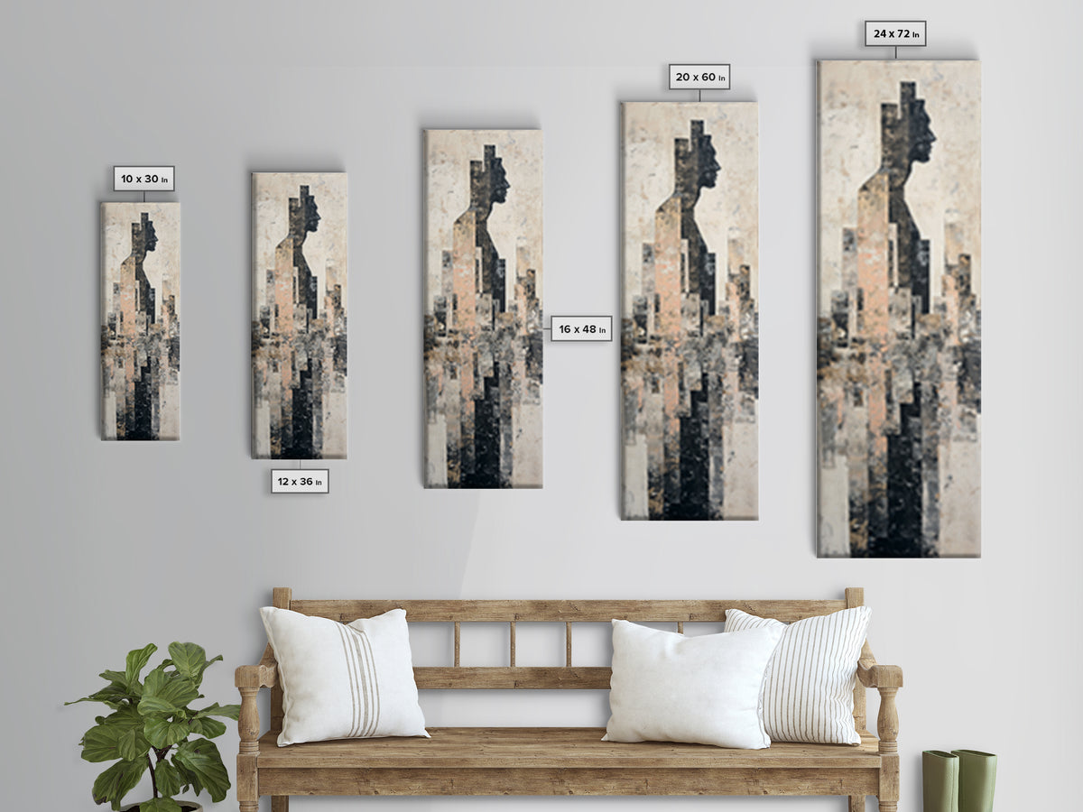 Black and White City Reflection Canvas Print, Monochrome Art, Large Wall Art, Living Room Decor, Mono, Modern Wall Art, MON-1x3-33