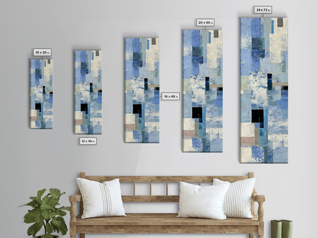 All Blue Ocean Abstraction Canvas Print, Monochrome Art, Fine Art Print, Living Room Decor, Oil Painting, Mono, Digital Prints, MON-1x3-37