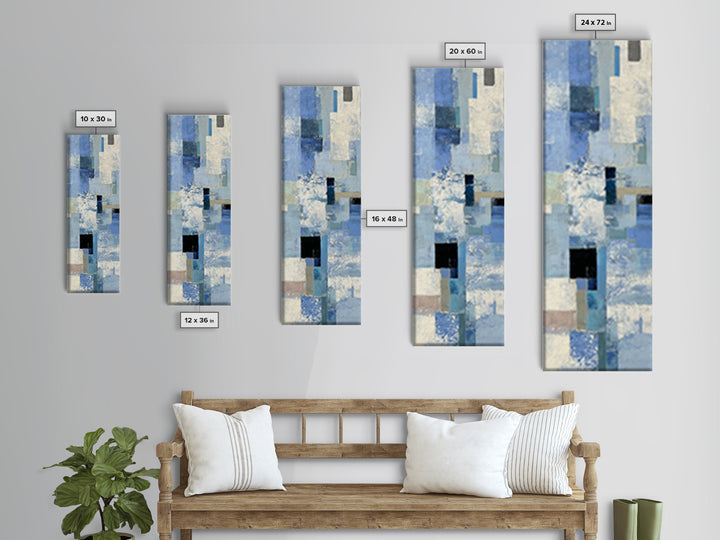 All Blue Ocean Abstraction Canvas Print, Monochrome Art, Fine Art Print, Living Room Decor, Oil Painting, Mono, Digital Prints, MON-1x3-37