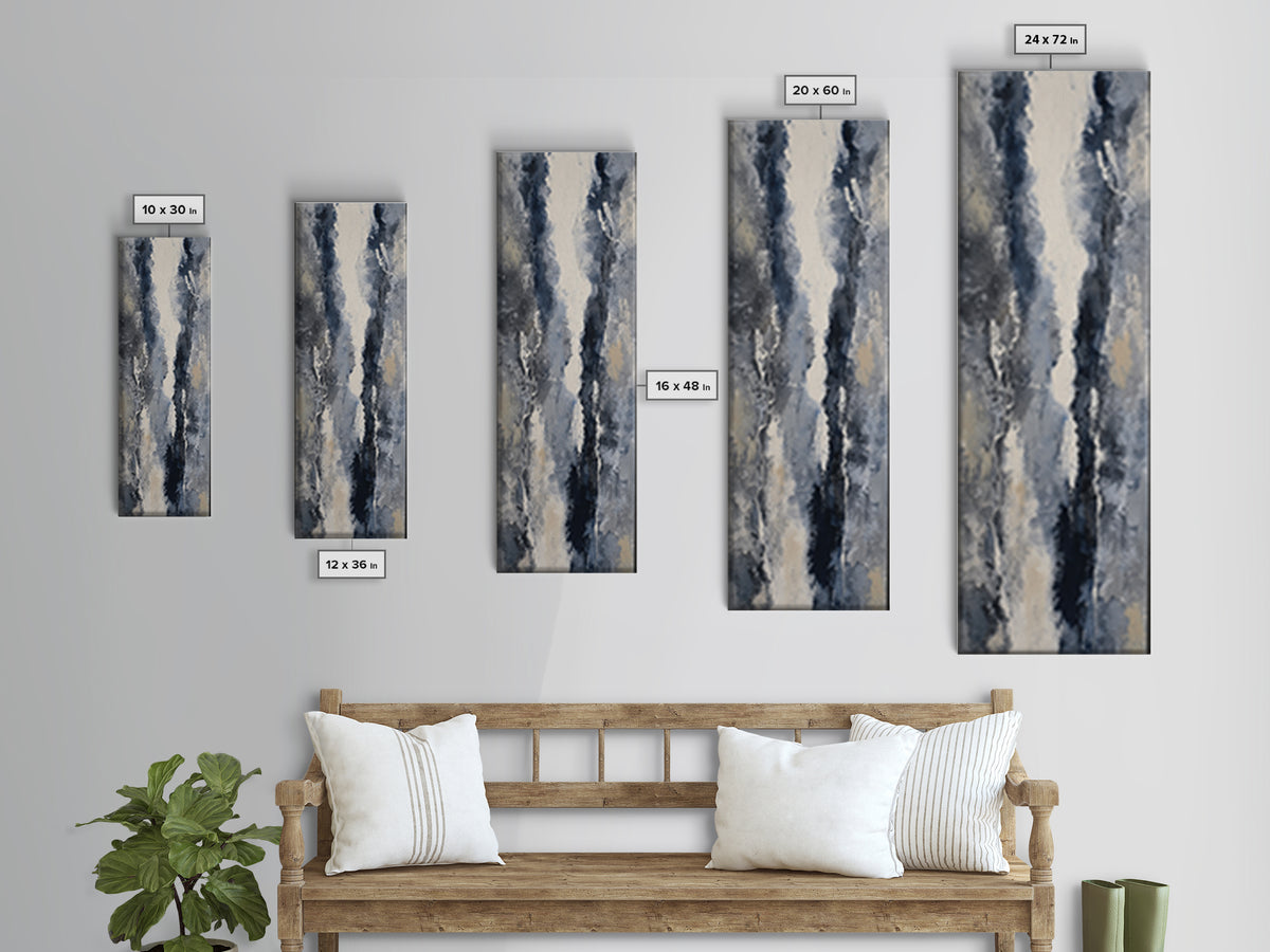 Black Ink Abstract Canvas Print, Monochrome Art, Wallpaper Mural, Living Room Decor, Fine Art, Mono, Textured Painting, MON-1x3-42