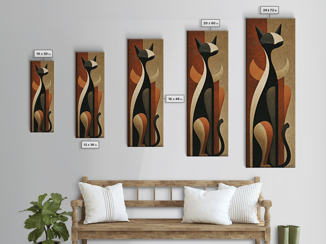 Monochrome Cat Portrait Framed Canvas Print, Monochrome Art, Original Painting, Living Room Decor, Oil Painting, Mono, MON-1x3-47