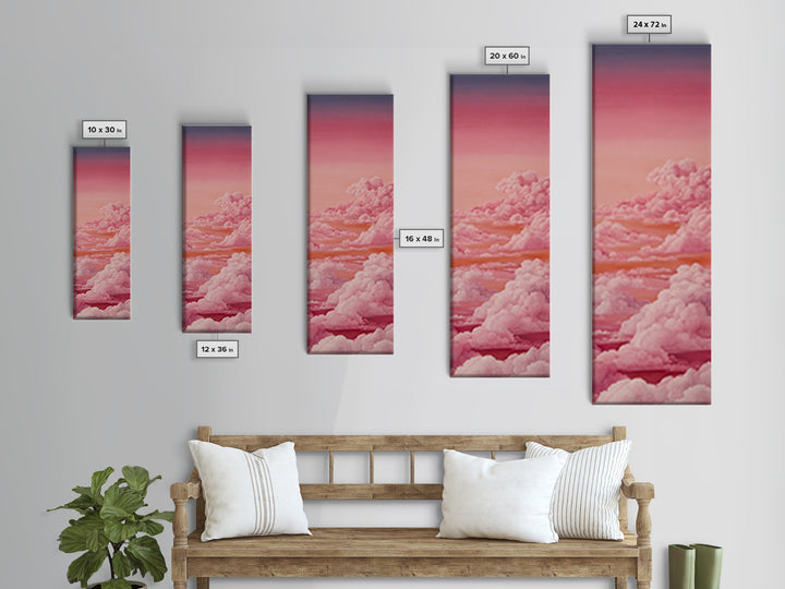 All Pink Cloudscape Canvas Print, Monochrome Art, Wall Art, Living Room Decor, Watercolor Art, Mono, Abstract Art, MON-1x3-48