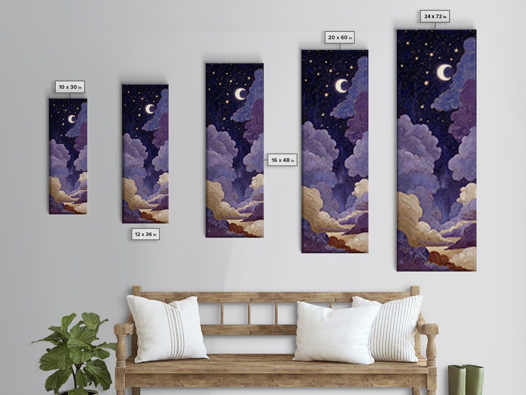 Purple Night Sky Canvas Print, Monochrome Art, Digital Print, Living Room Decor, Abstract Art, Mono, Modern Art, Moody Wall Art, MON-1x3-51