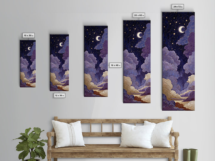 Purple Night Sky Canvas Print, Monochrome Art, Digital Print, Living Room Decor, Abstract Art, Mono, Modern Art, Moody Wall Art, MON-1x3-51