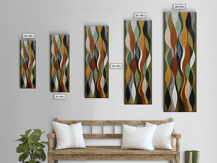 Olive Green Abstract Leaf Pattern Canvas Print, Monochrome Art, Mid Century Modern, Living Room Decor, Fine Art, Mono, MON-1x3-56
