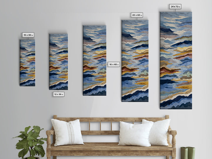 Blue Mountain Ridge Layers Canvas Print, Monochrome Art, Digital Prints, Living Room Decor, Fine Art, Mono, Apartment Decor, MON-1x3-60