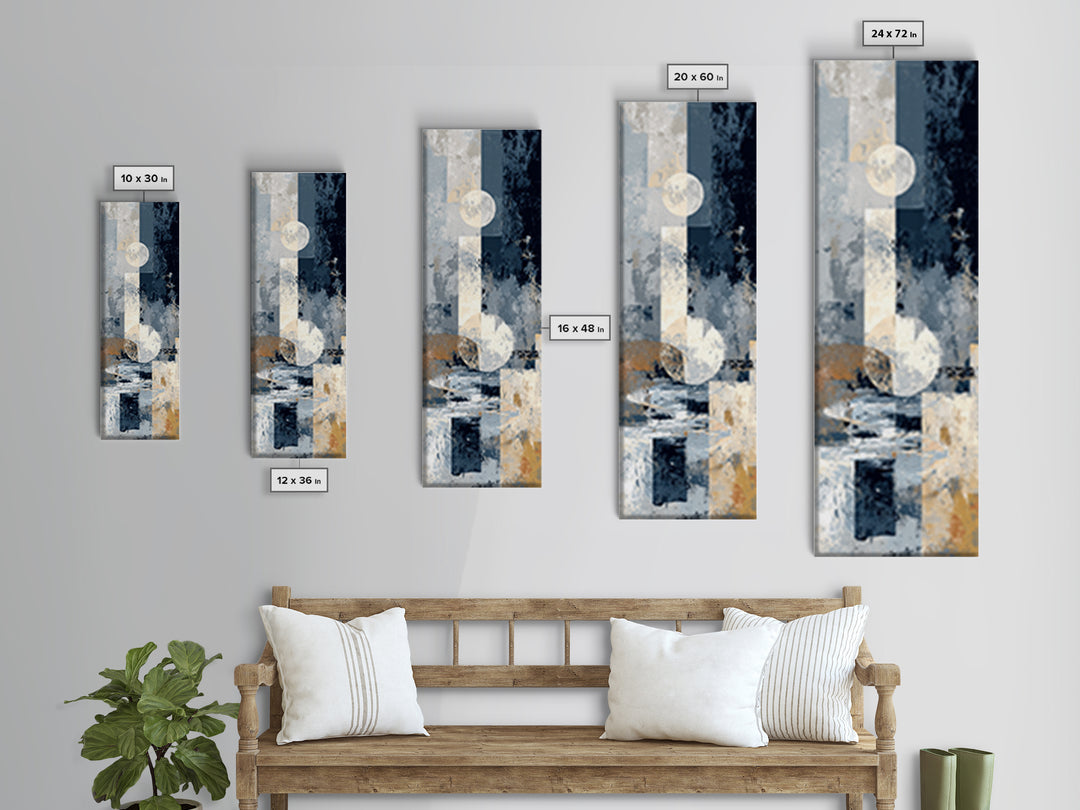 Silver Ocean Moonlight Scene Canvas Print, Monochrome Art, Contemporary Art, Living Room Decor, Fine Art, Mono, Original Art, MON-1x3-7