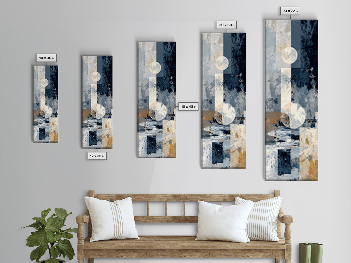 Silver Ocean Moonlight Scene Canvas Print, Monochrome Art, Contemporary Art, Living Room Decor, Fine Art, Mono, Original Art, MON-1x3-7