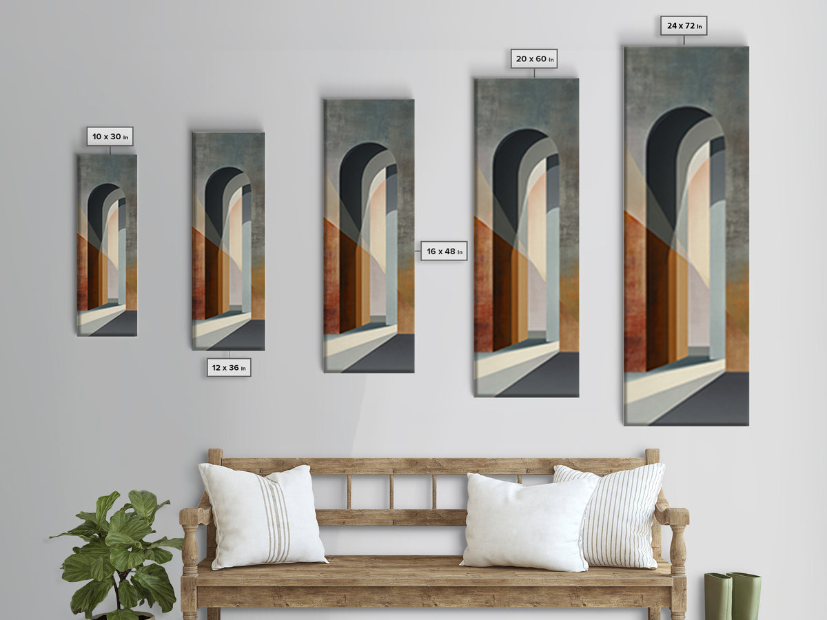 Gray Architectural Arch and Shadow Study Framed Canvas Print, Monochrome Art, Modern Art, Living Room Decor, Fine Art, Mono, MON-1x3-70