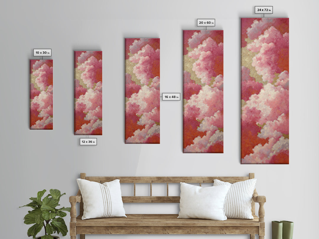 All Pink Cloudscape Canvas Print, Monochrome Art, Original Art, Living Room Decor, Fine Art, Mono, Bird Art, Bedroom Wall Art, MON-1x3-72