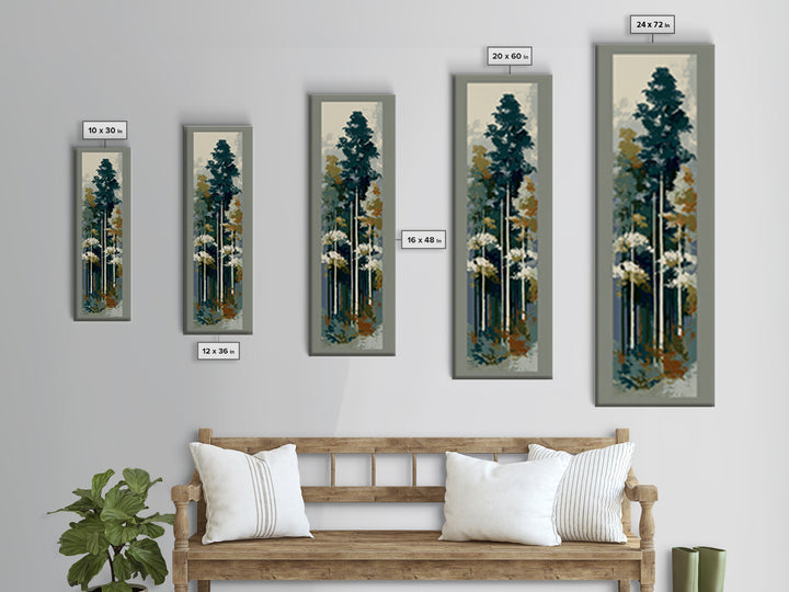Deep Green Forest Silhouette Study Canvas Print, Monochrome Art, Living Room Decor, Oil Painting, Mono, Printable Art, MON-1x3-73