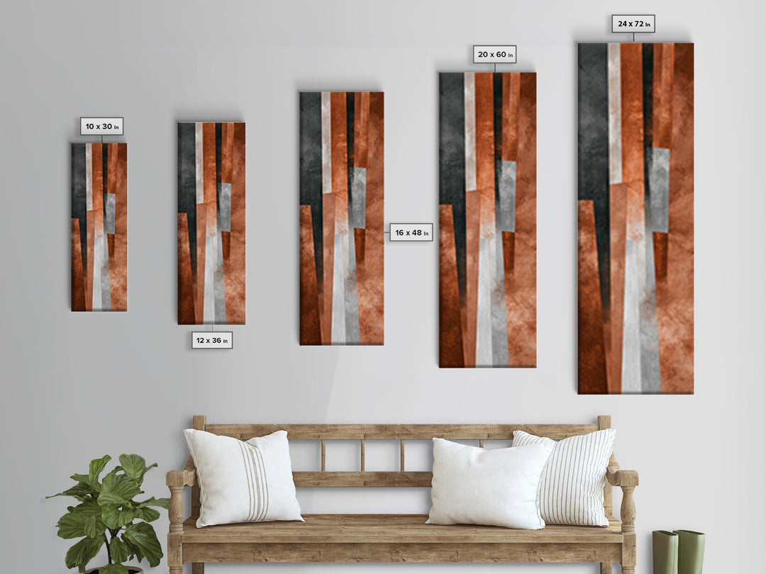 Burnt Orange Canyon Abstraction Framed Canvas Print, Monochrome Art, Abstract Art, Living Room Decor, Fine Art, Mono, MON-1x3-76