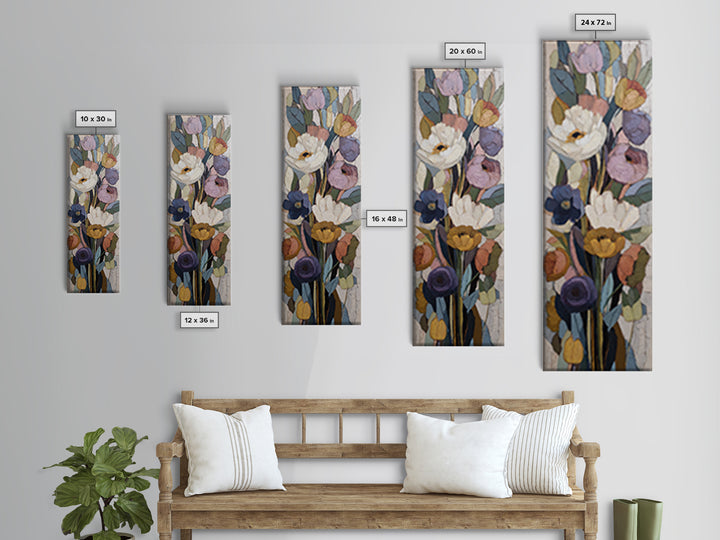Monochrome Floral Bouquet Canvas Print, Monochrome Art, Minimalist Wall Art, Living Room Decor, Mono, Minimalist Decor, MON-1x3-78