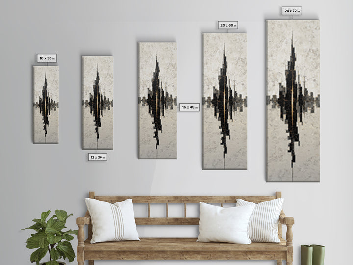 Black and White City Reflection Canvas Print, Monochrome Art, Abstract Art, Living Room Decor, Fine Art, Mono, Bedroom Wall Art, MON-1x3-81