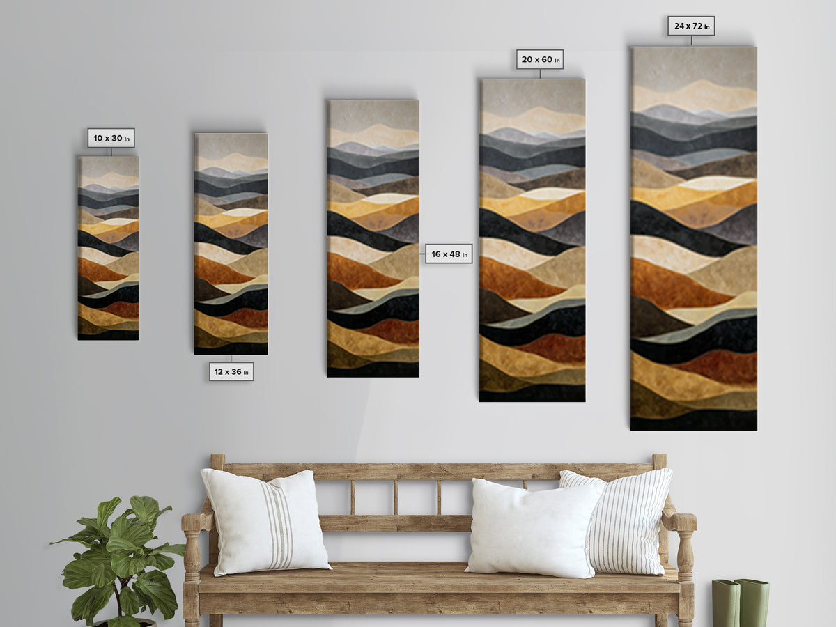 Charcoal Mountain Landscape Canvas Print, Monochrome Art, Digital Print, Living Room Decor, Fine Art, Mono, Modern Art, MON-1x3-88