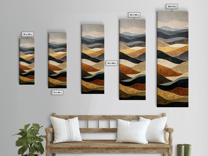 Charcoal Mountain Landscape Canvas Print, Monochrome Art, Digital Print, Living Room Decor, Fine Art, Mono, Modern Art, MON-1x3-88