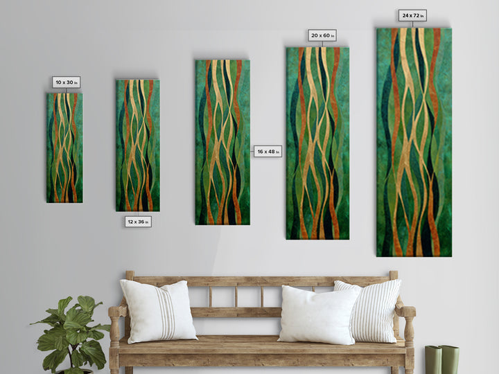 Deep Green Forest Silhouette Study Canvas Print, Monochrome Art, Modern Art, Living Room Decor, Fine Art, Mono, MON-1x3-97