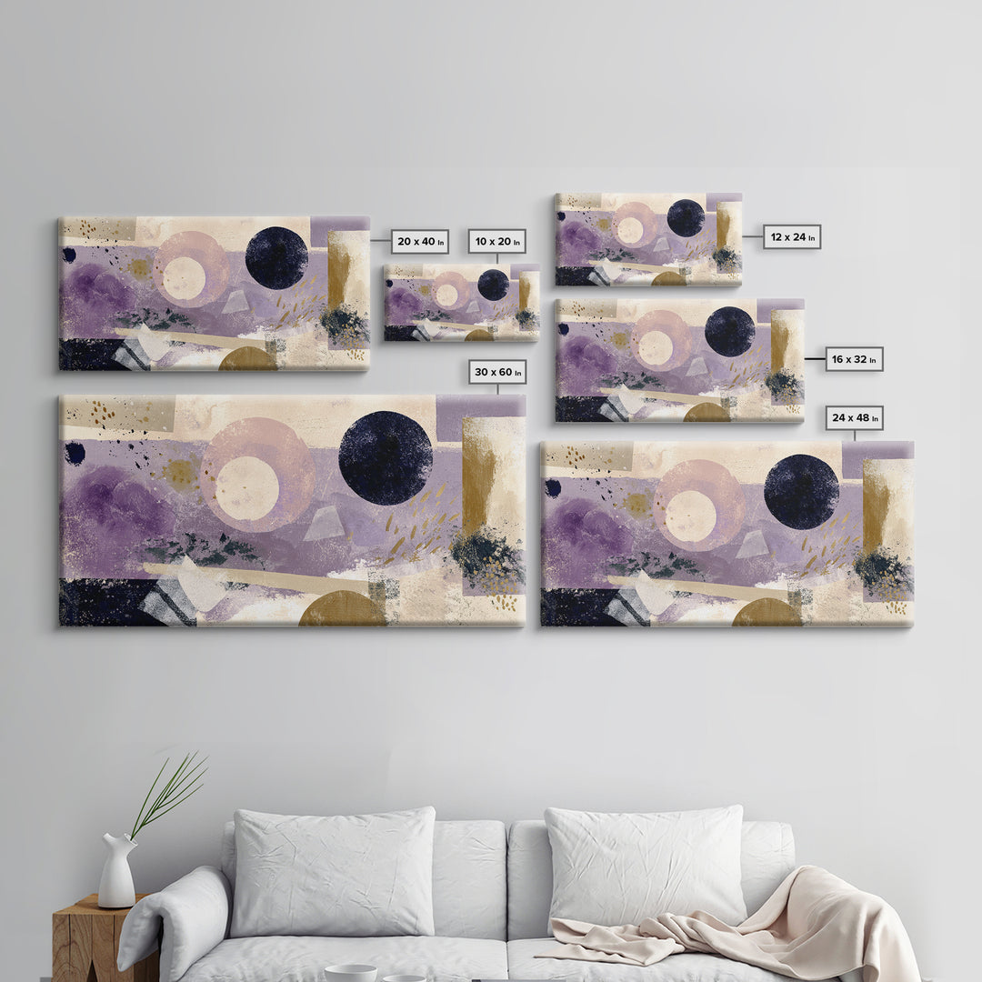 Purple Night Sky Framed Canvas Print, Monochrome Art, Living Room Decor, Fine Art, Mono, Gallery Decor, Neutral Decor, MON-2x1-11