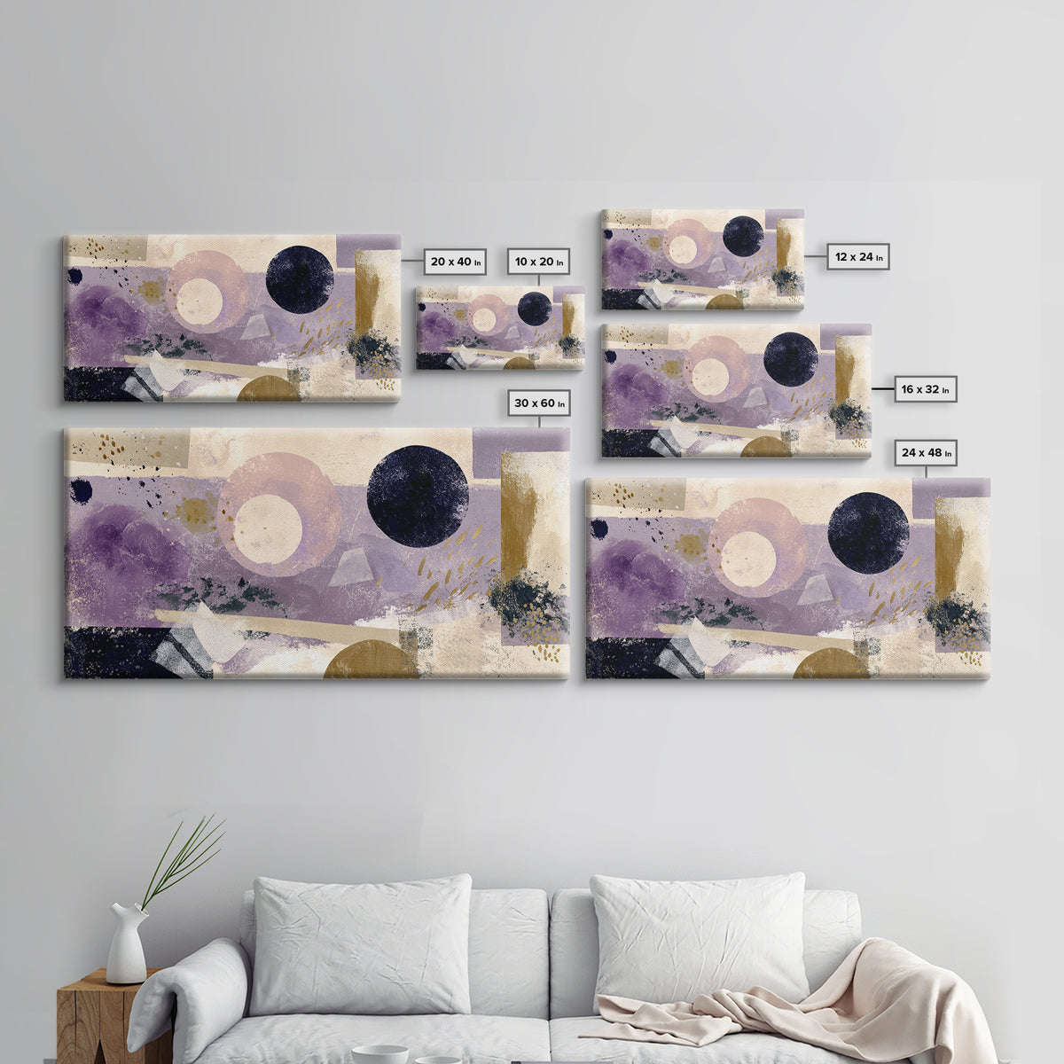 Purple Night Sky Framed Canvas Print, Monochrome Art, Living Room Decor, Fine Art, Mono, Gallery Decor, Neutral Decor, MON-2x1-11