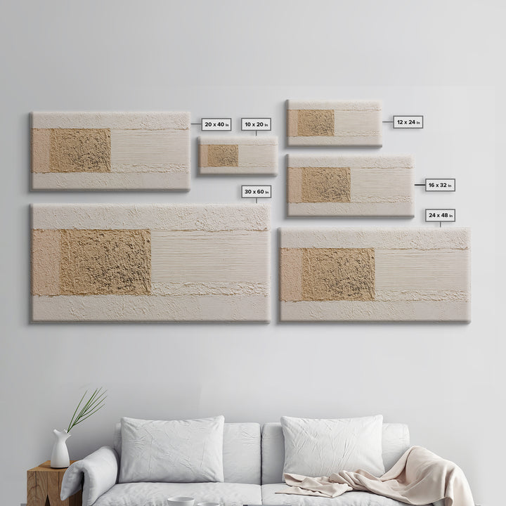 Cream on Cream Minimalist Forms Framed Canvas Print, Monochrome Art, Fine Art Print, Living Room Decor, Fine Art, Mono, MON-2x1-18