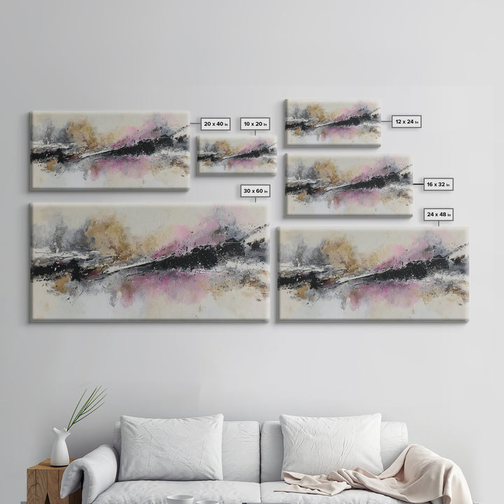 Black Ink Abstract Canvas Print, Monochrome Art, Boho Decor, Living Room Decor, Fine Art, Mono, Art Print, Digital Art, MON-2x1-2