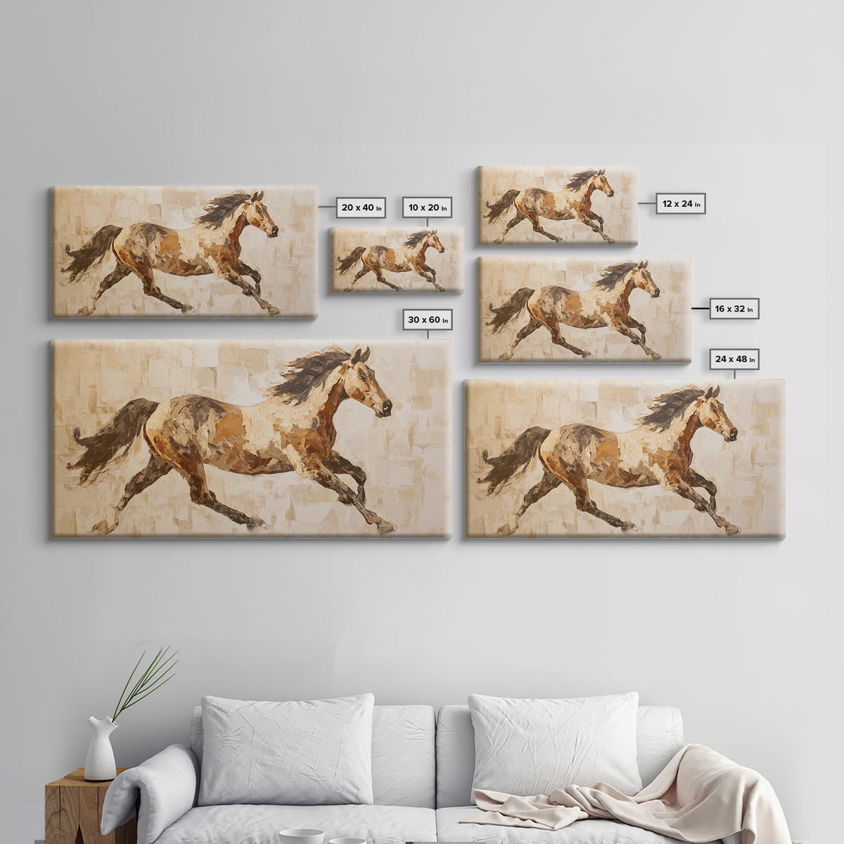Sepia Horse Portrait Canvas Print, Monochrome Art, Statement Artwork, Living Room Decor, Fine Art, Mono, Digital Art, MON-2x1-22