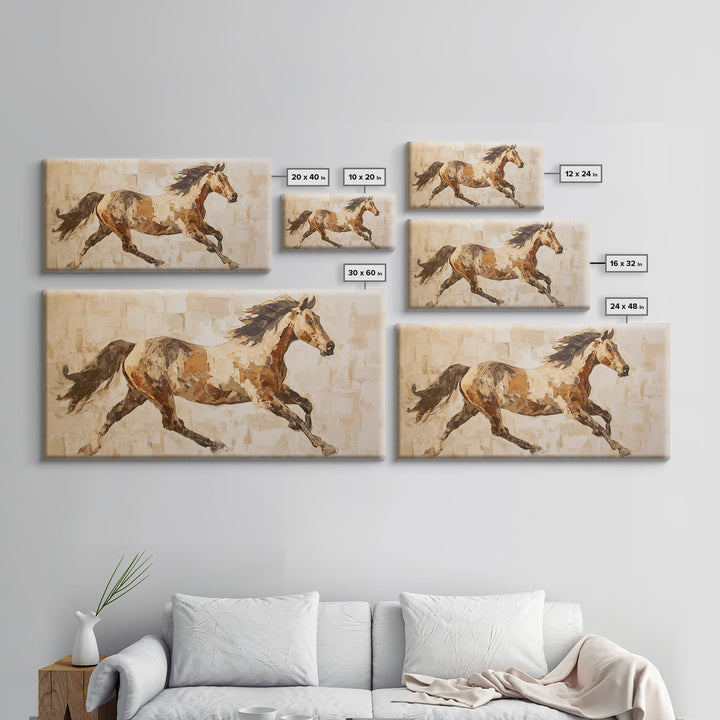 Sepia Horse Portrait Canvas Print, Monochrome Art, Statement Artwork, Living Room Decor, Fine Art, Mono, Digital Art, MON-2x1-22
