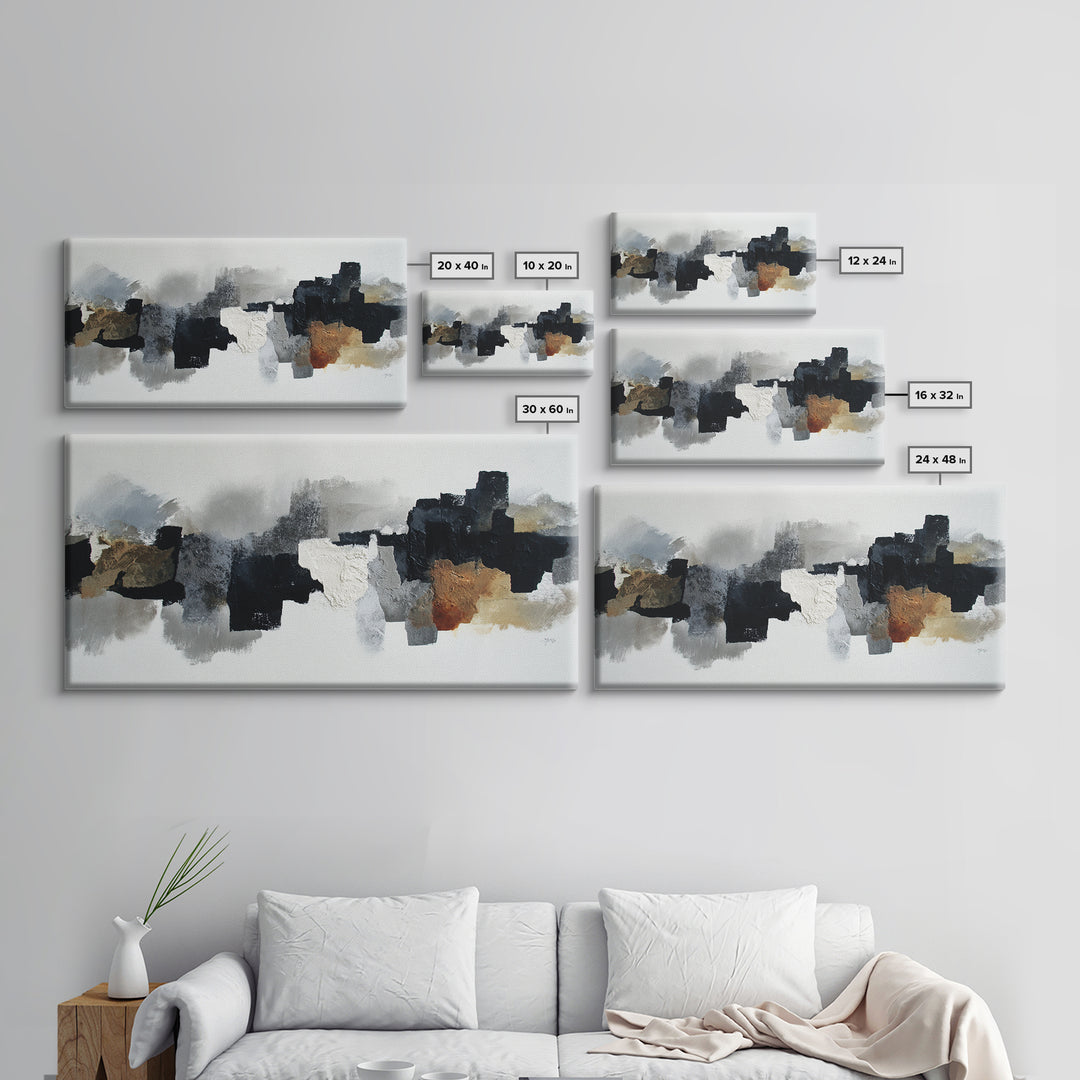 Black Ink Abstract Canvas Print, Monochrome Art, Boho Decor, Living Room Decor, Fine Art, Mono, Art Print, Digital Art, MON-2x1-26