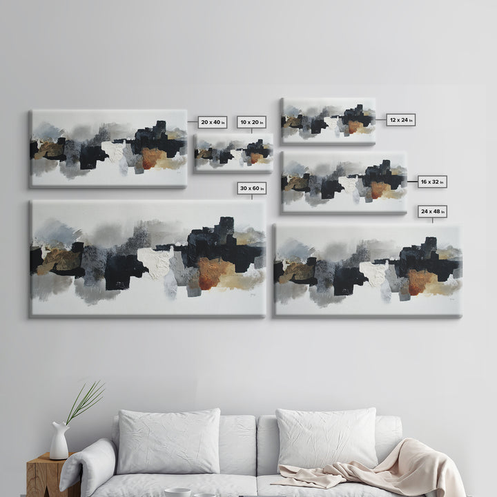 Black Ink Abstract Canvas Print, Monochrome Art, Boho Decor, Living Room Decor, Fine Art, Mono, Art Print, Digital Art, MON-2x1-26