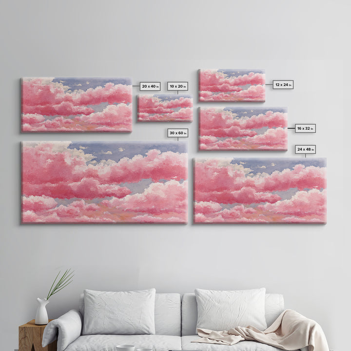 All Pink Cloudscape Canvas Print, Monochrome Art, Contemporary Art, Living Room Decor, Oil Painting, Mono, Original Art, MON-2x1-32