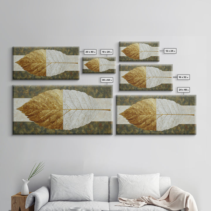 Olive Green Abstract Leaf Pattern Framed Canvas Print, Monochrome Art, Home Decor, Living Room Decor, Fine Art, Mono, MON-2x1-40