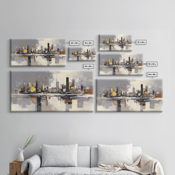 Black and White City Reflection Canvas Print, Monochrome Art, Contemporary Art, Living Room Decor, Fine Art, Mono, Original Art, MON-2x1-41